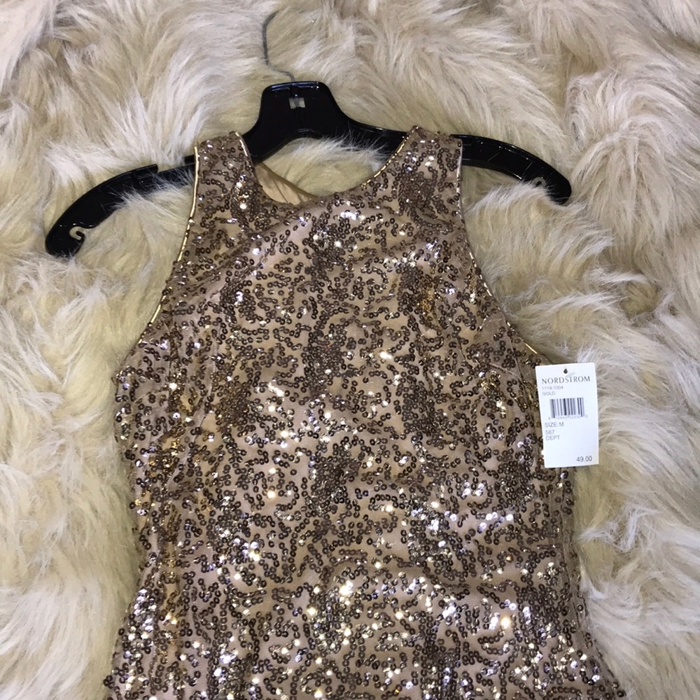 NWT  gold sequence dress, mini